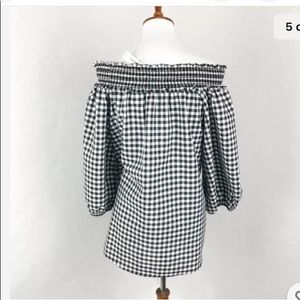 Off the Shoulder Black Gingham Blouse